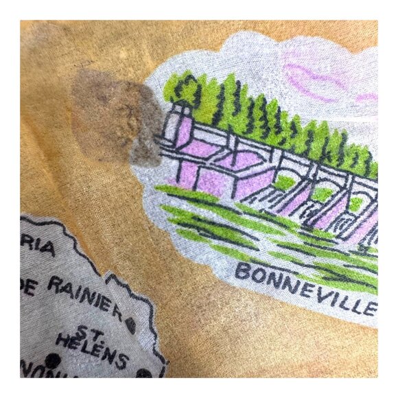 Vt Oregon State Landmarks Souvenir Handkerchief Silk Hand Rolled Edge Scarf READ - Picture 6 of 7